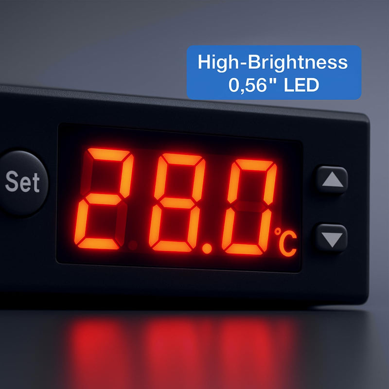 [Australia - AusPower] - Solar Water Temperature Controller, AC 5A Digital Temperature Controller Thermostat with Sensor Sensor & 76 mm Digital Display for Electric Heating Support 