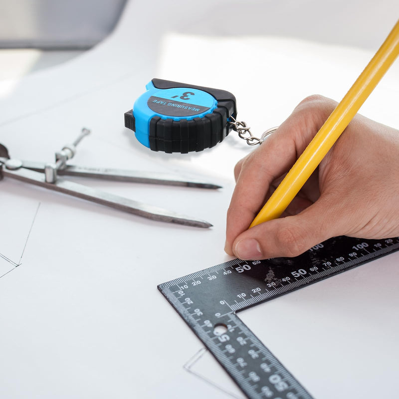 Kanayu Mini Tape Measure Keychains 3 ft Small Retractable Measuring Tape Bulk with Lock Steel Easy Read Pocket for Birthday Party Favors Daily Use(3 ft,Blue,50) Blue 50
