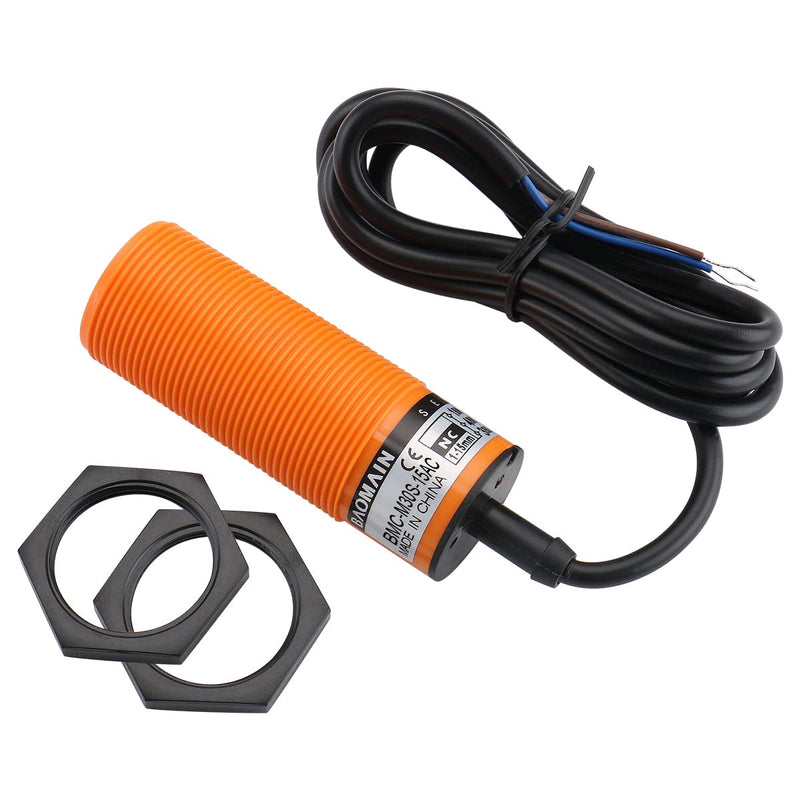 [Australia - AusPower] - Baomain Capacitive Proximity Sensor, Cylindrical M30 Plastic, Sn 15 mm, 220V, NC Contacts, Cable 2 mm, 2-wire BMC-M30S-15AC 
