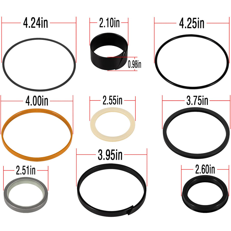 [Australia - AusPower] - for Case 1543273C1/Case G109423/Case G105545 Hydraulic Cylinder Seal Kit (for Rod Size: 2'', Bore Size: 4'') for Case 450 455 550 580 650 680 780 850 855 1085 1086 1150 1155 1285 1286 1450 1450 1550 
