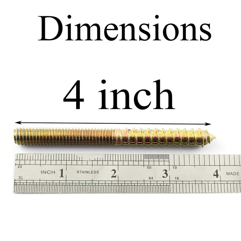 [Australia - AusPower] - 8pcs Self-Tapping Screw Hanger Bolts 3/8"-16 x 4" Hanger Bolts Double Headed Bolts for Furniture Wood Joint 