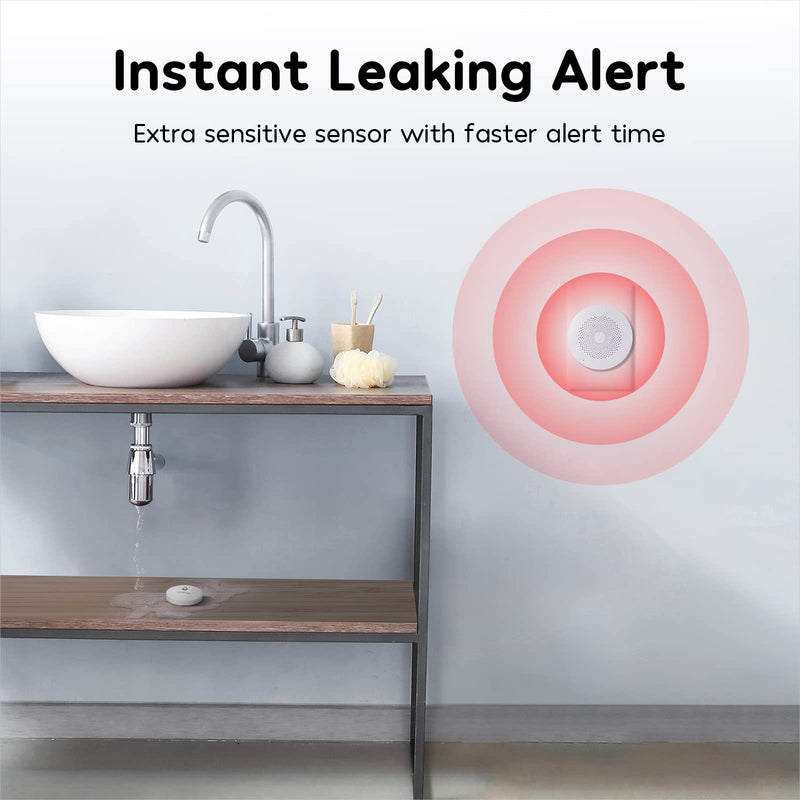 Winees WiFi Water Leak Detector for Home, 3 Pack Water Sensors with 100dB Adjustable Alarm, Leak Alert Email&SMS Notification, 200M Transmission for Basement, Bathroom, Laundry, IFTTT, 2.4G WiFi Only S1 Plus