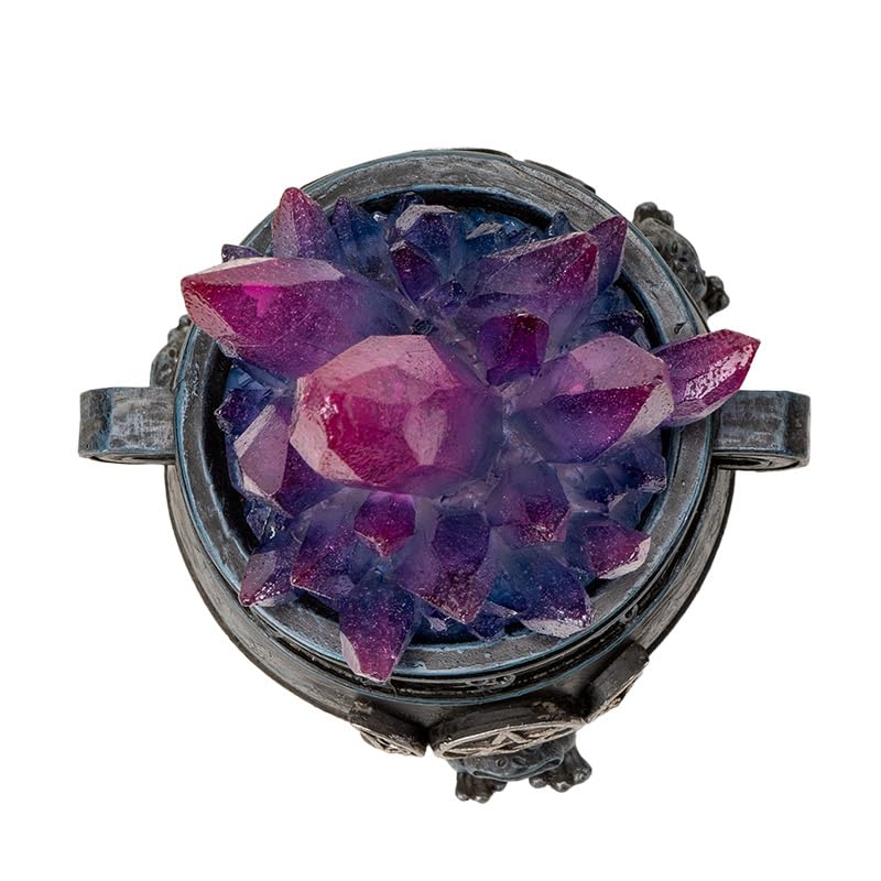 Pacific Giftware 4.8" Triple Moon Magic Cauldron with Light-Up Purple Crystals, Mystical Decor Accent