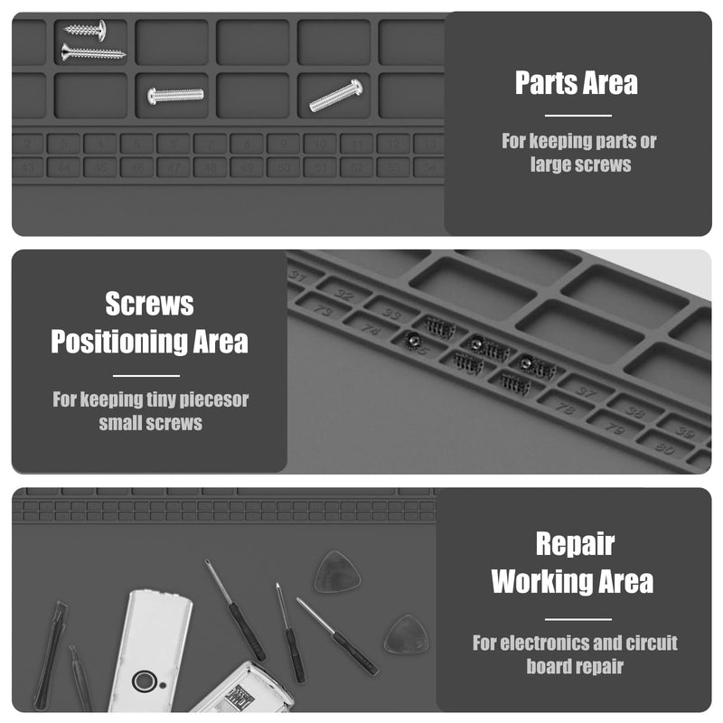 [Australia - AusPower] - 500°C Heat Resistant Soldering Mat Silicone 60 x 35 cm Soldering Mat Antistatic Repair Mat Soldering Pad Large Workbench Mat for BGA and Gun Soldering Iron Electronics Phone iPad Watches 