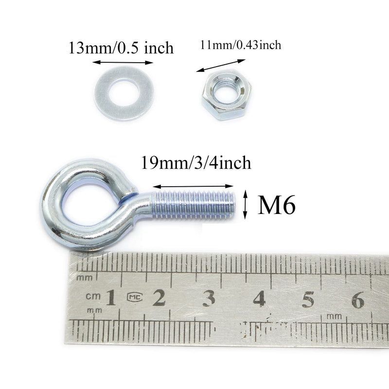 [Australia - AusPower] - 10pcs 1/4" x 3/4" Male Thread Machinery Shoulder Lifting Ring Eye Bolt with Nuts, Marine Grade Expansion 1/4 x 3/4Inch 