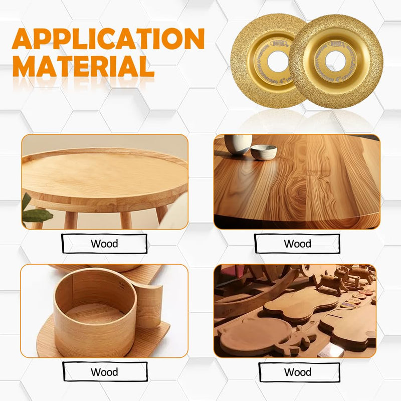 [Australia - AusPower] - BGTEC Wood Grinding Wheel - Angle Grinder Wood Carving Disc Set 4" 100mm with 22.23 Arbor for Wood Grinding, Curved and Beveled 2PCS Curved&Beveled 2.0 