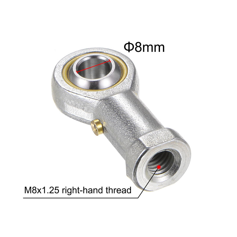 [Australia - AusPower] - uxcell 2pcs PHS8 M8 Female Rod End Bearing M8x1.25 Right Hand Thread, Self-Lubricating Joint Rod Ends, includes Jam Nut 