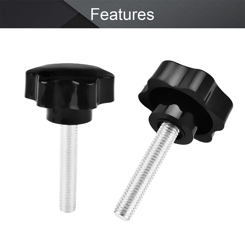 [Australia - AusPower] - MroMax 2PCS M10x50mm Star Handle Knob Thread Replacement Tightening Screw Quick Disassembly Replacement Parts Clamping Handle Grip Screw Knob Black M10 x 50mm 50mm Head Dia 