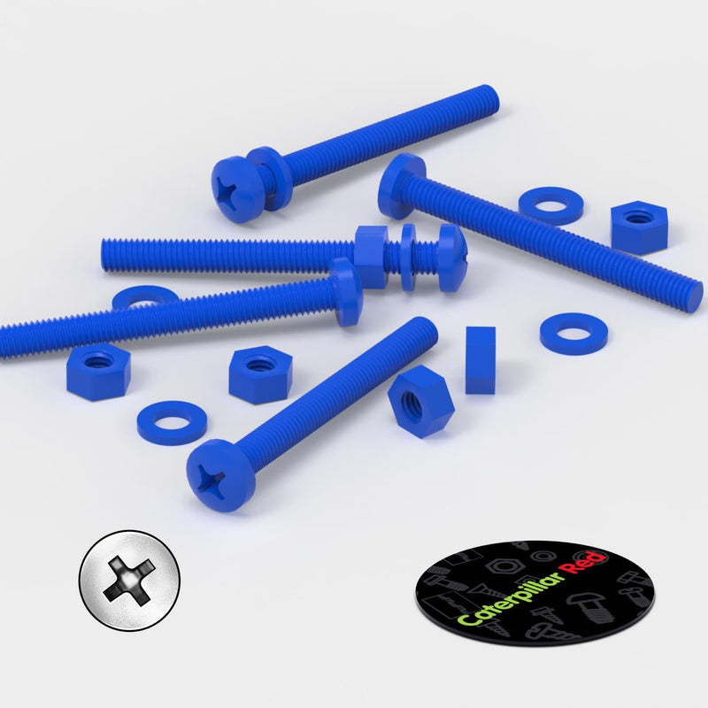 [Australia - AusPower] - 20 x Blue Pan Head Screws Polypropylene (PP) Plastic Nuts and Bolts, M6 x 60mm, Washers, (15/64 x 2 23/64 in) 