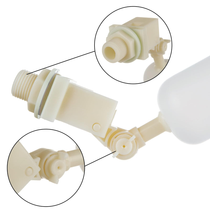 [Australia - AusPower] - 6 Pack 1/2 Inch Float Valve Plastic Water Float Ball Valve with Adjustable Arm Automatic Fill for Control Water Level to Water Trough Water Tank Ponds 
