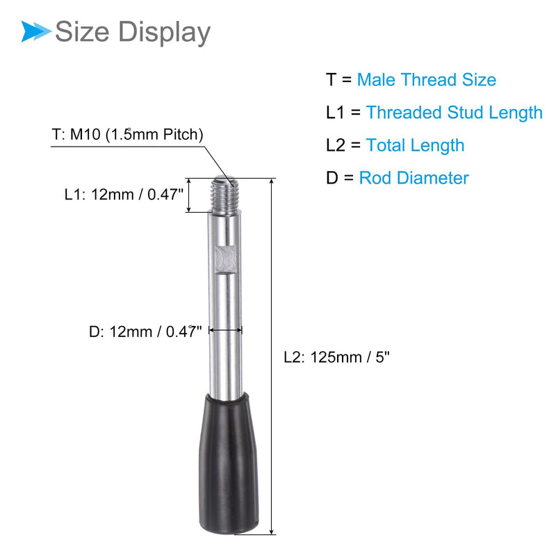 [Australia - AusPower] - Revolving Crank Clamping Handle, M10 Male Thread 125mm Length, Chrome Plated Long Arm Handwheel Handle Knob Black - (Applications: for Lathe Machinery), 2-Pieces 