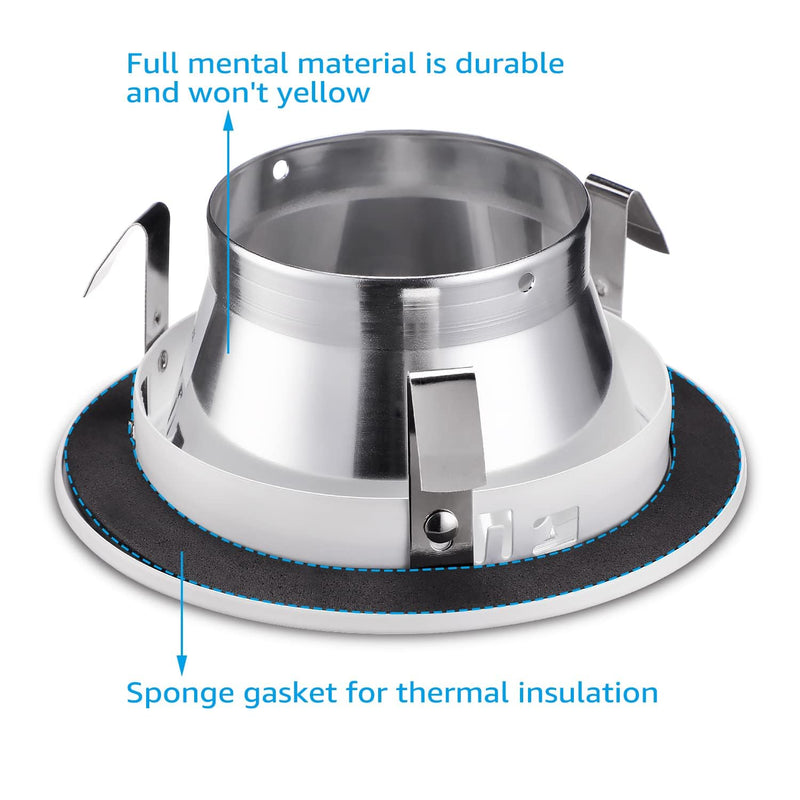 TORCHSTAR 4 Inch Brighter Classic Recessed Light Trim, Metal Step Baffle, Fit Halo/Juno Remodel Housing, 4 Inch Can Light Trim for PAR16, PAR20, BR20, Aluminum Reflector, Pack of 6
