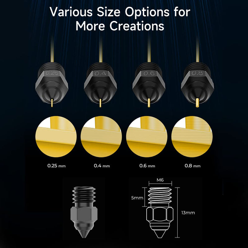 Official Creality High-end Hardened Steel MK8 Nozzles 8PCS, High-Temperature Wear Resistant Compatible with Ender 3/Ender 3 V2/Ender 3 Pro/Ender 3 Max/Ender 5 Series and CR 10 Series