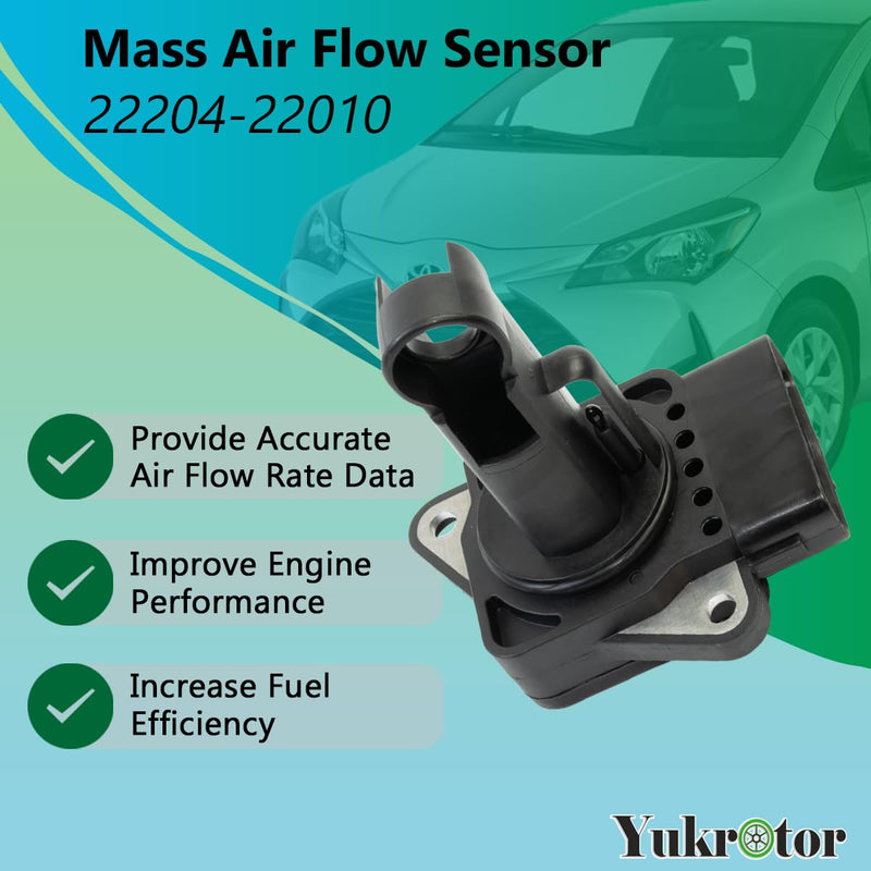 Mass Air Flow Sensor 22204-22010 MAF Sensor Compatible with 2000-2018 Toyota 4Runner Camry Corolla Prius Highlander RAV4 Tacoma Tundra Lexus ES300 ES300 Replaces OE# 22204-0C020 22204-0D030