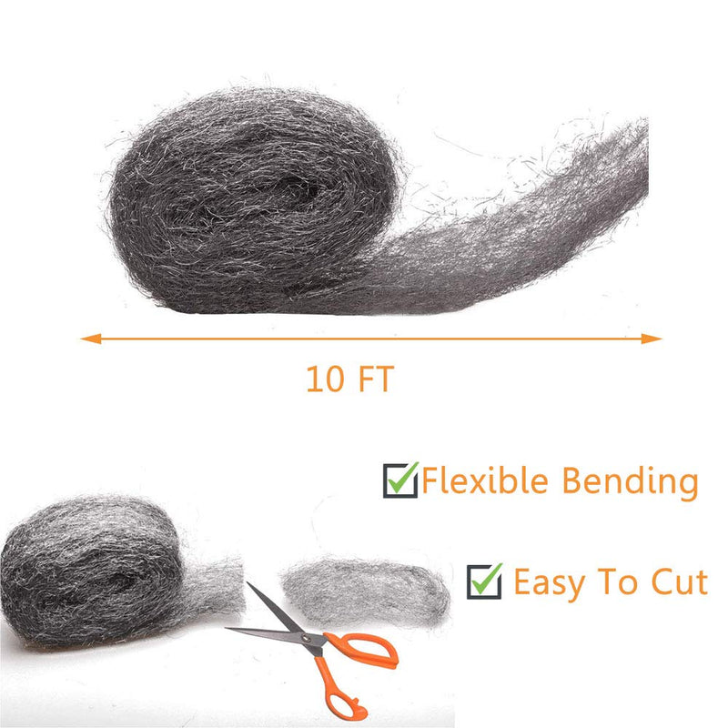 [Australia - AusPower] - Steel Wool Mice Control, 2 Pack 3"x10 Ft Hole Filler, Gap Blocker, Barrier, Protect Against Animals in Holes Holes, Siding, Pipeline, Vents for Garden, House, Garage 
