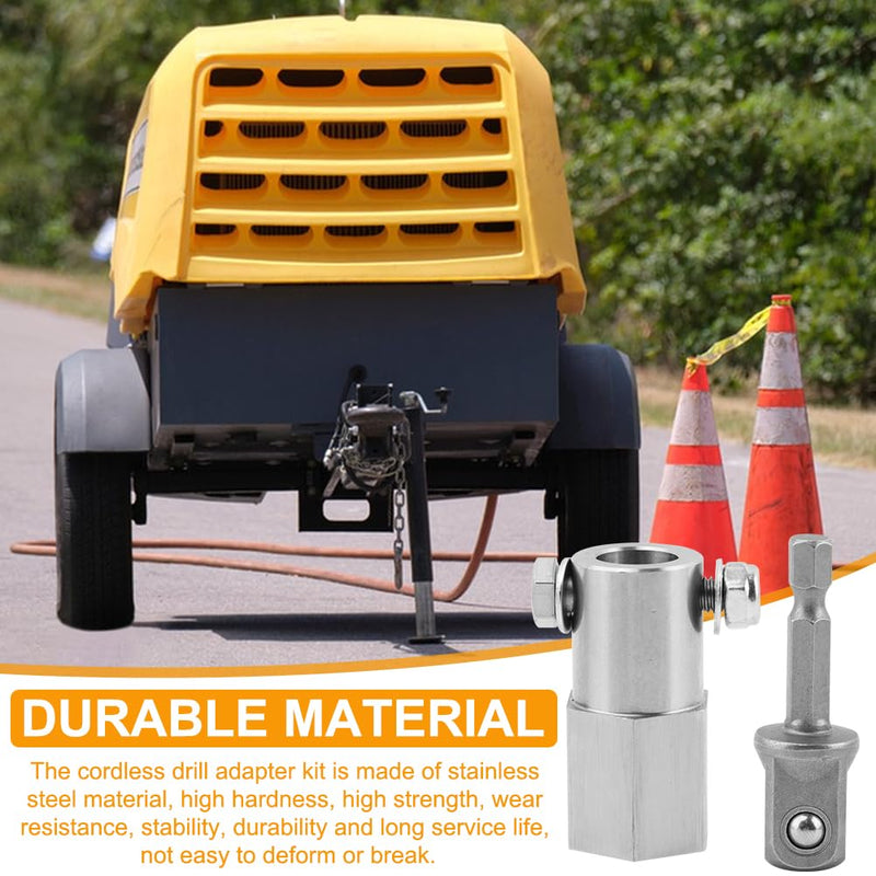 [Australia - AusPower] - Upgraded Stainless Steel Trailer Jack Drill Adapter with Top Wind Crank Handle and Cordless Drill Adapter - 1/2 Inch Socket Adapter Bit Included 