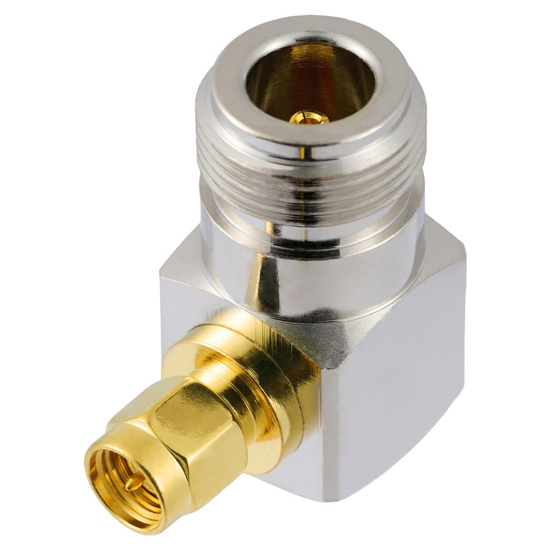 [Australia - AusPower] - Vecys Pack of 2 SMA Male to N Female Right Angle RF Coaxial Adapter 50 Ohm SMA to N Right Angle High Frequency Coaxial Adapter for Antenna Adapter Wireless Device Equipment Signal Testing N Buchse auf SMA Stecker 90° 