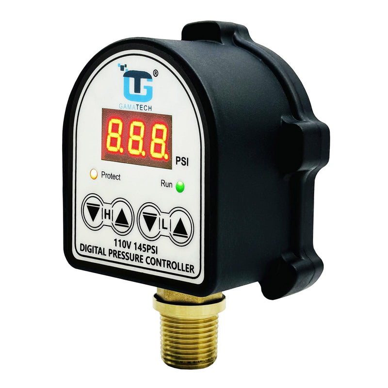 GamaTech 110V 145PSI Digital Adjustable Pressure Switch Controller for Water Pump and Air Pump, 1/2" Male NPT