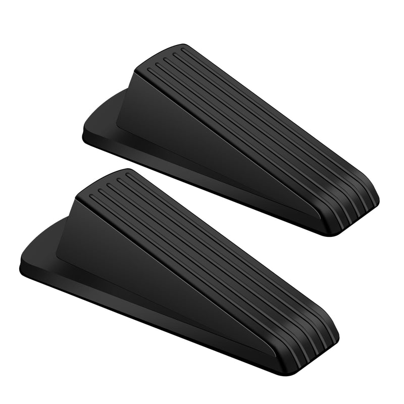 Door Stoppers for Bottom of Door, Premium Rubber Door Stops for Floor, Door Stopper Wedge Heavy Duty Black