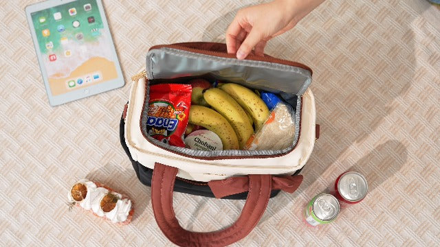 LOVEVOOK Insulated Lunch Bag Women Stylish Puffy Adult Lunch Box Cooler Bag Large-16L Dark Blue Purple