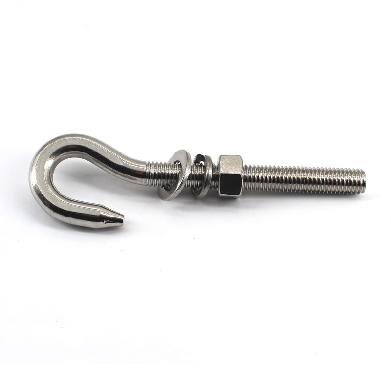 [Australia - AusPower] - 16Pcs M5 Stainless Steel Eye Bolt with Nut and Washers Long Shank Threaded Rod Round Hook Eyelet Bolt Screw 