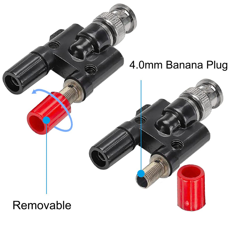 BNC Male to 4 mm Banana Socket Oscilloscope Adapter, 2 Pieces Oscilloscope BNC Male to Dual 4 mm Banana Female, 2 Pieces BNC Female to Dual 4 mm Banana Socket
