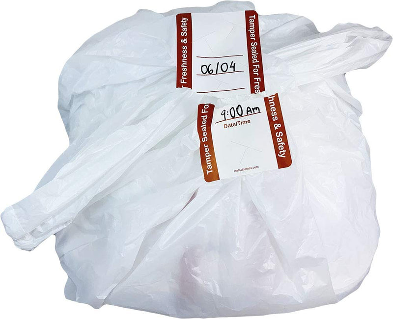 500 White Tamper Evident Food Seal Stickers with Date and Time, Labels for Food Containers, 2 x 4 Inches, Writable Tamper Proof Stickers, Tamper Evident Tape - Ideal for Secure Food Delivery 500