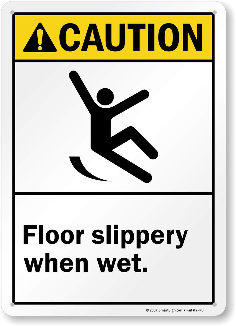 SmartSign - S-4375-PL-14 Caution - Floor Slippery When Wet Sign by | 10" x 14" Plastic 10" x 14" Plastic - ANSI Caution Sign
