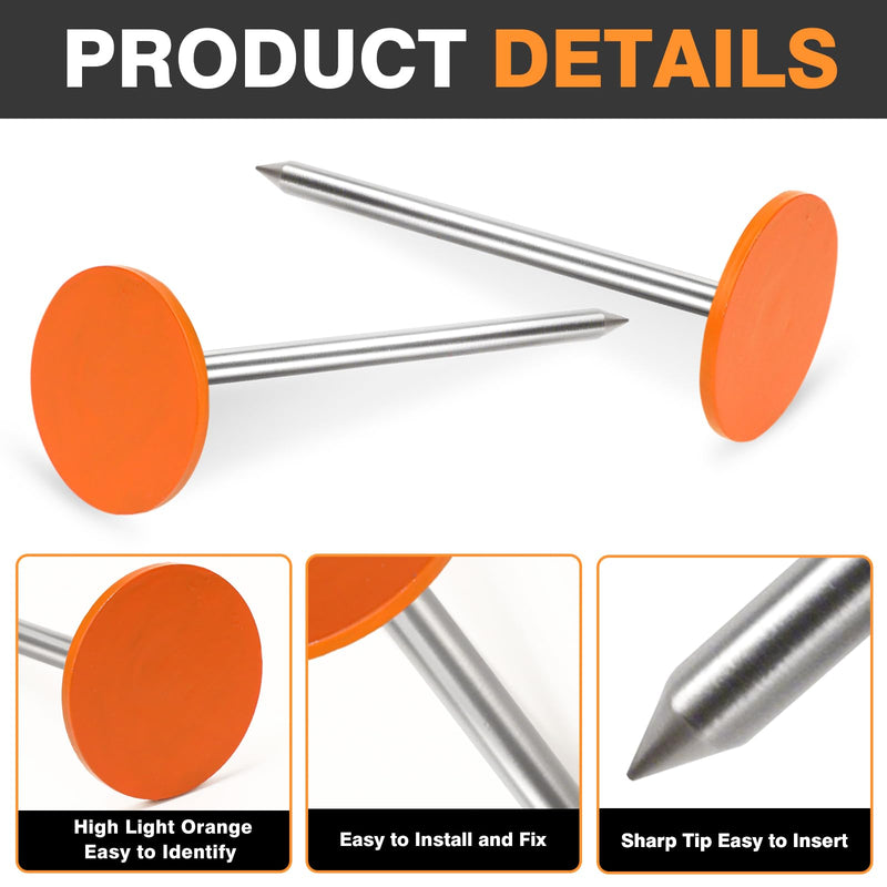 8 PCS Permanent Property Line Markers, 6x2 Inch Boundary Markers for Property Land Survey Stakes Heavy Duty Survey Pin for Home Depot Septic Tank Yard Paver Ground Landscape Surveying 8 PCS