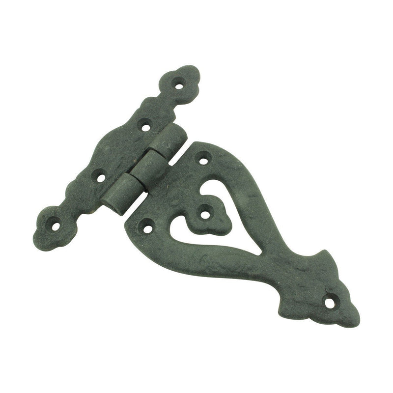 Renovators Supply Manufacturing Black Wrought Iron Strap Door Hinges 5-3/8 Inch Rustic Barn Cabinet Hinges RSF Rust Resistant Victorian Flush Mount Hardware with Screws Pack of 1