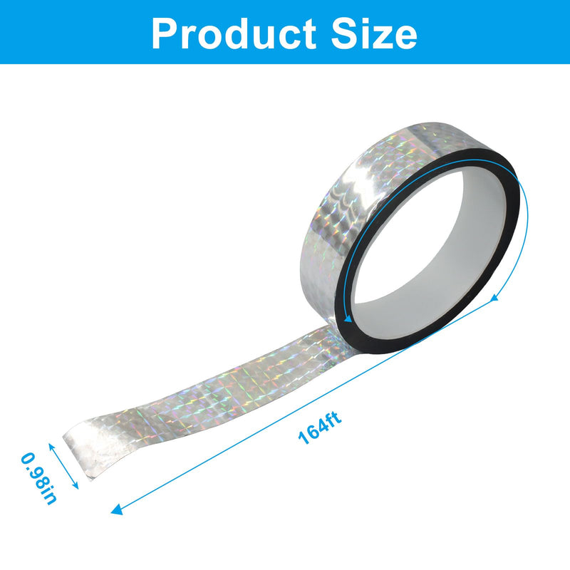 Jiozermi 1 Inch Self-Adhesive Holographic Reflective Tape, Glitter Duct Tape Prism Tape for Keep Birds Away, DIY Art, Daily Use, Craft Project, Home Decoration, Holiday Packing(Silver,55Yard) 1 Inch x 55 Yard