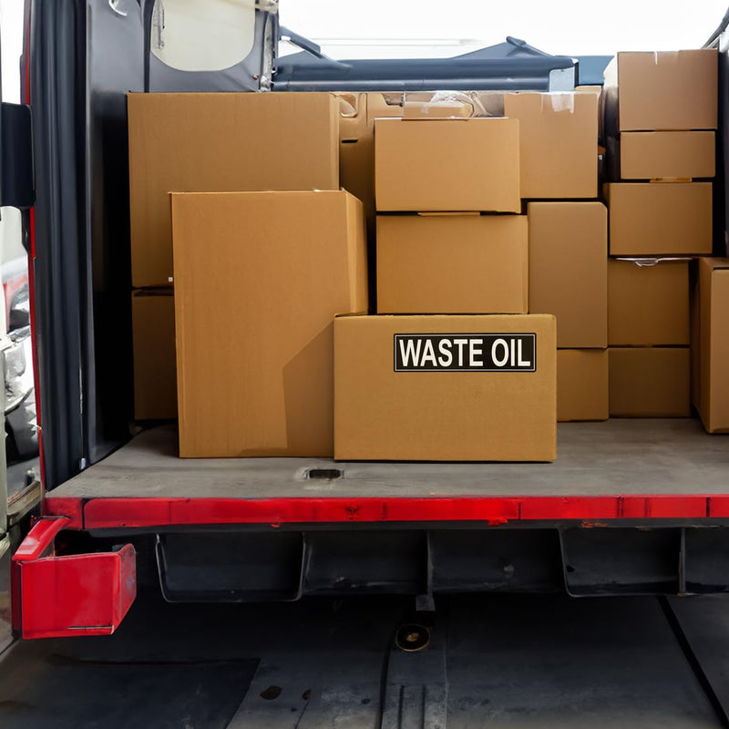 Waste Oil Sticker, 2.25 x 8.25 Inches, Pack of 25, Durable Waste Oil Stickers for Fuel Tank, Fuel Containers, Pumps, Storage Tanks, Maintains Safety and Efficiency
