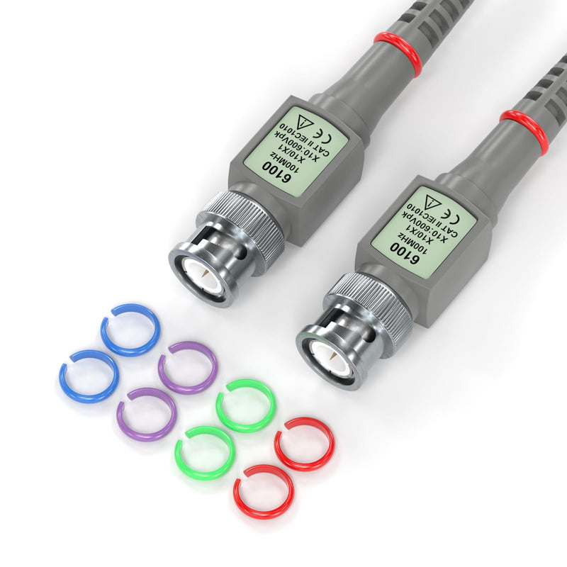 [Australia - AusPower] - Goupchn Universal Oscilloscope Probes with Accessories Kit 100MHz 1X 10X 2 Pack with BNC to BNC, Test Hook, Alligator Clip, Banana Plug Test Leads, Wire Piercing Probe X1/X10 100Mhz 2PCS with 4PCS BNC Test Leads 