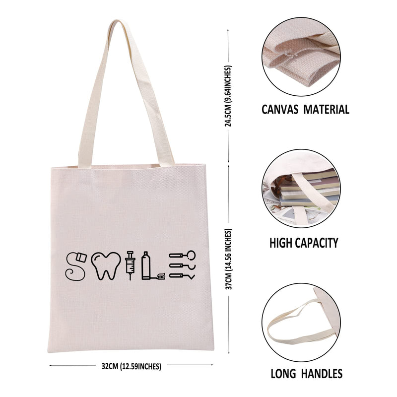 [Australia - AusPower] - G2TUP Dentists Gift Smile Handbag Dental Assistant Shopping Tote Bag Dental Hygienist Gift Dentist Graduation Gift 
