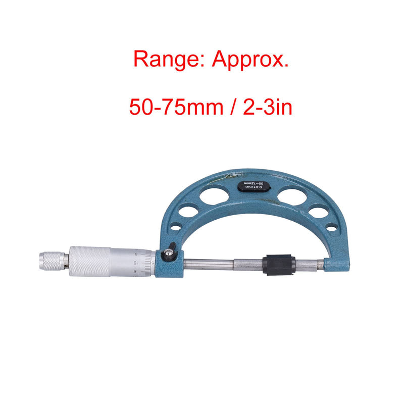 [Australia - AusPower] - External Micrometer, Thickness Micrometer, Stainless Steel, High Precision Thickness Measuring Tool with Wrench 0.01 mm (50-75 mm) 50-75mm 
