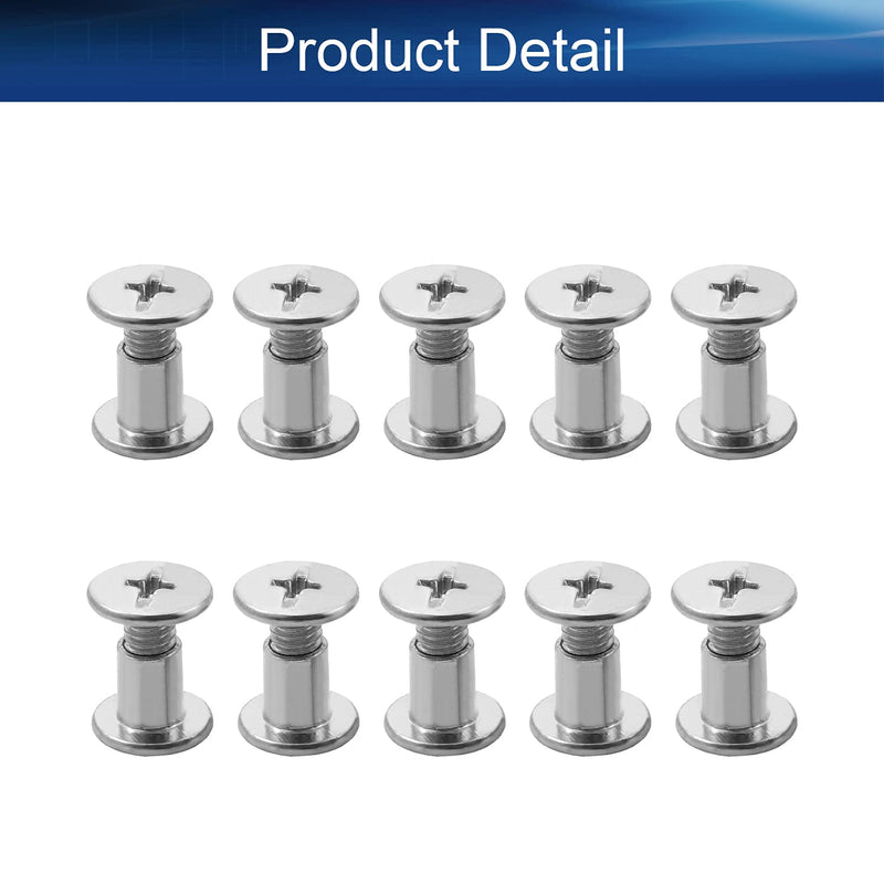 [Australia - AusPower] - Bettomshin 25Pcs M4 Binding Screw, M4 x 6mm Nickel Plated Carbon Steel Cross Head Butt Screw Binding Post Screw Kit for Scrapbook Photo Albums Bookbinding DIY Leather Saddles Purses Belt 