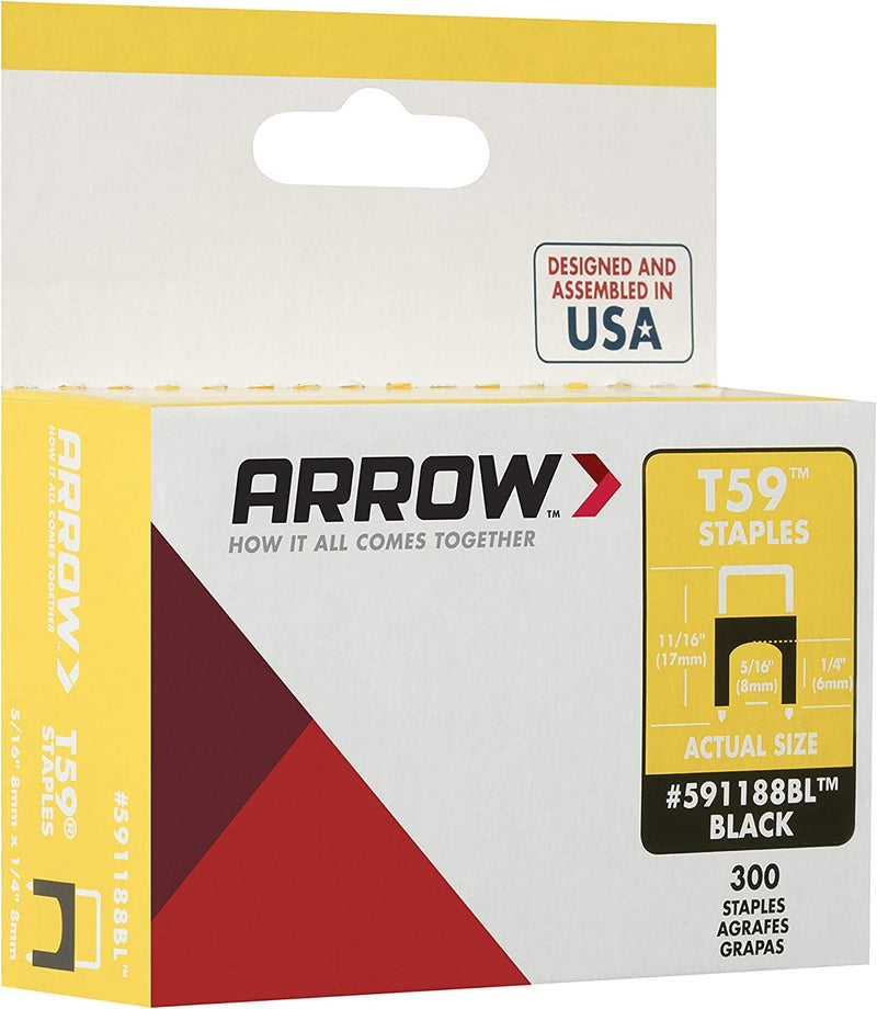 [Australia - AusPower] - Arrow 591188BL T59 Insulated Black 1/4-Inch by 5/16-Inch, 5/16, 300 Count 