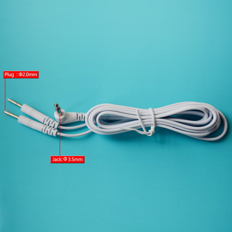 [Australia - AusPower] - DC 3.5mm Length 60'' Electrode Wires for Tens EMS Machine 2-pin Cables Standard Connection 3.5mm Reusable 2mm Plug in Long-Life Massage Machine, Pack of 2 