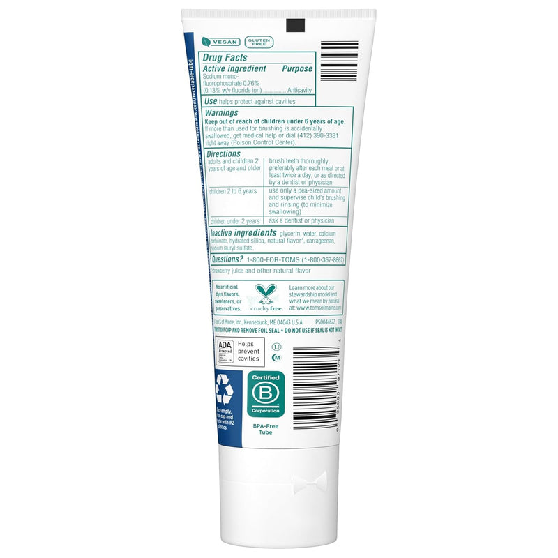 Toms Of Maine Silly Strawberry Childrens Anticavity Fluoride Toothpaste, 5.1 Ounce - 6 per case. 5.1 Ounce (Pack of 6)