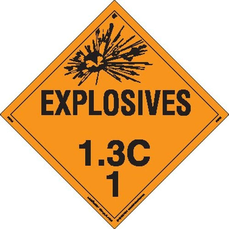 Labelmaster PSR60 Explosive Class 1.3 C Hazmat Placard, Removable Vinyl (Pack of 25)