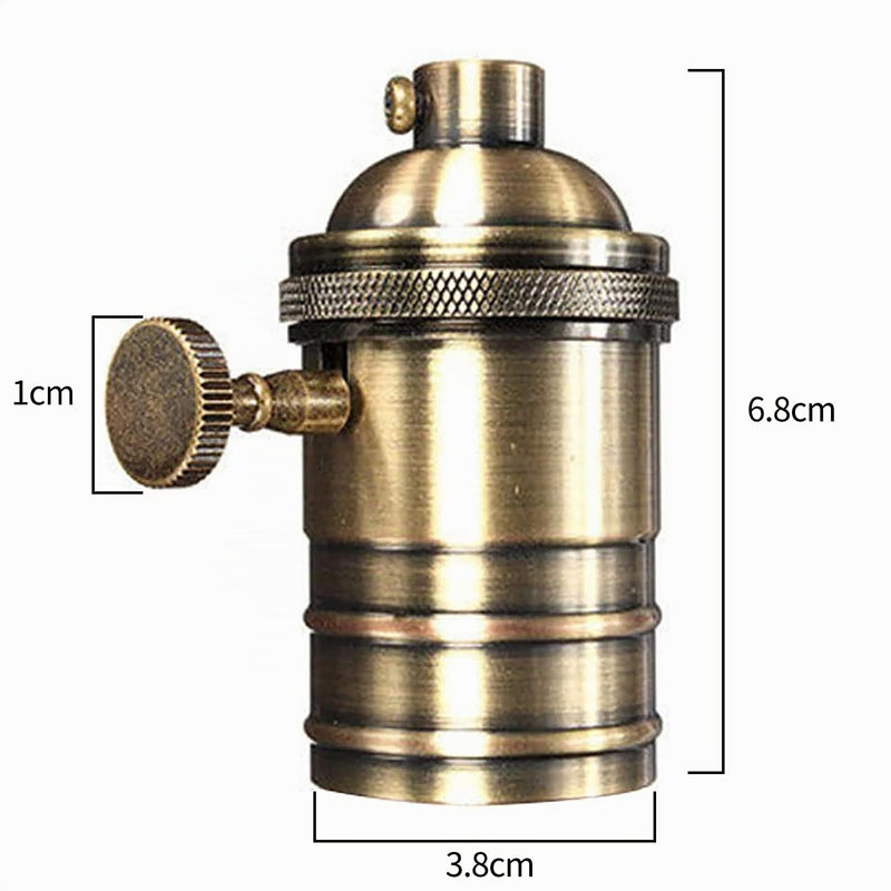 E27 Vintage Lamp Holder, E26/E27 Lamp Bulbs Construction Socket, Antique Copper Look Lamp Holder with On/Off Switch Pendant Light Socket for Edison Screw Bulb, Wall Table Ceiling Lamp