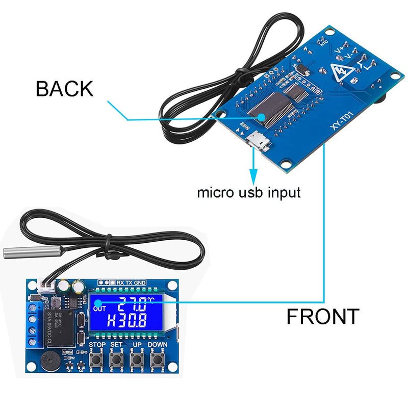 [Australia - AusPower] - XY-T01 DC 6-30V 24V Digital Temperature Control Board Electronic Temperature Controller -50°C to 100°C with Waterproof NTC Probe Micro USB Cable 