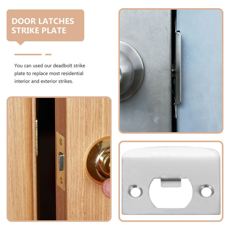 [Australia - AusPower] - DOITOOL 8PCS Door Strike Plate, Full Lip Round Corner Deadbolt Strike Plate, Sliver Stainless Steel Deadbolt Covers Door Reinforcement Kit 