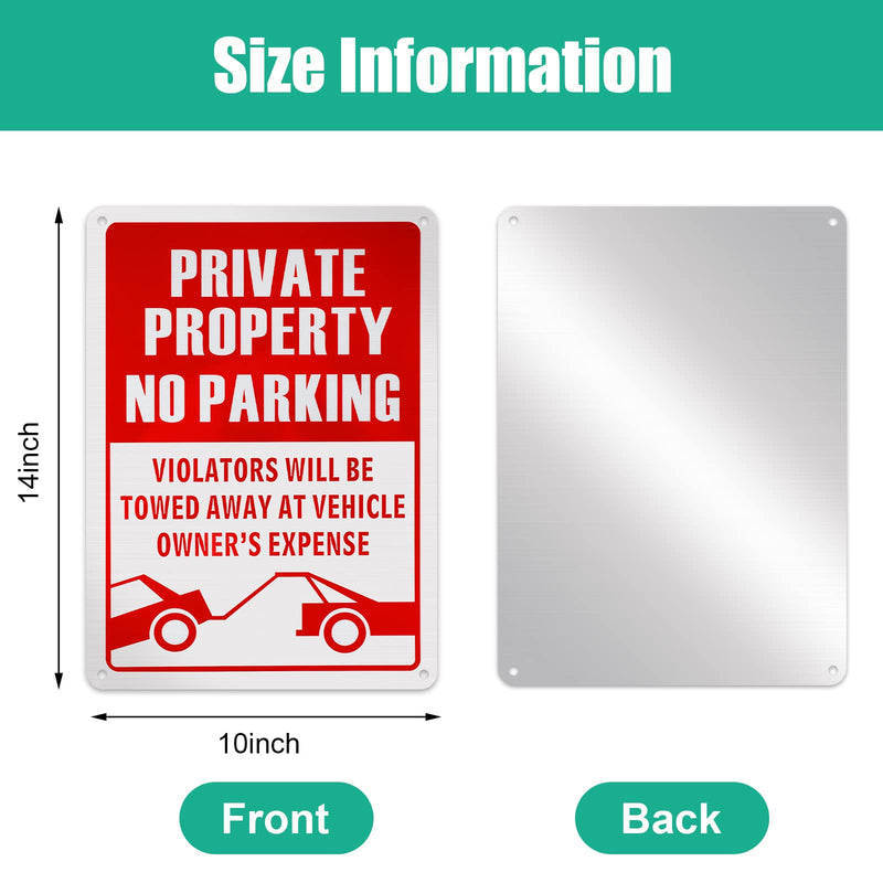 Lounsweer 8 Pcs No Parking Sign 14 x 10 Inch Metal Reflective Private Property Sign Violators Will Be Towed Rust Free Aluminum, UV Protected, Weather Resistant, Waterproof, Durable Ink, Easy to Mount