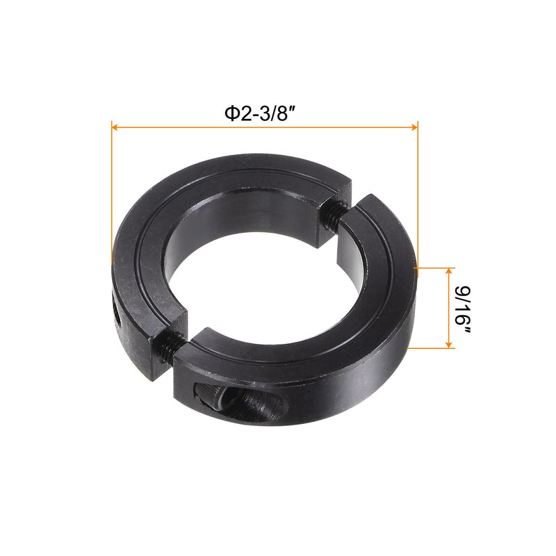 [Australia - AusPower] - 2pcs Shaft Collars for 1-1/2" ROD, 2-3/8" OD, 9/16" Width, Black Oxide Plating, Double Split Axle Clamp-On Collar Clamping Collar with Set Screw 1-1/2" Bore 
