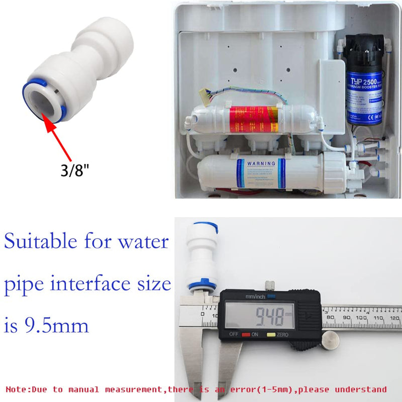 CESFONJER RO Water Filter Fitting, 3/8 Inch Push-Fit Straight Plug, for RO System Drink Dispensing, Water Purifier, Pure Water Machines, Direct Drinking Fountains, Pack of 12 Set 1.