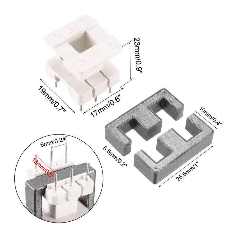 [Australia - AusPower] - uxcell 20 Sets EE25 3 with 3pin Transformer Bobbin PC40 Ferrite Core Vertical 40 Ferrite Halves and 20 Bobbin 