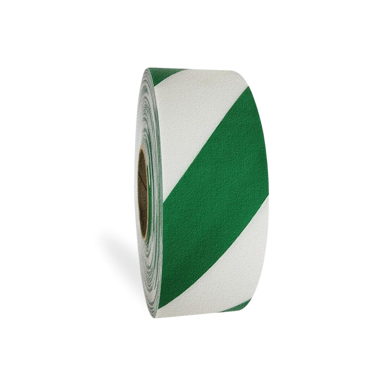 DuraMark RPT-750 Hazard Safety Warning Stripe Tape, Outdoor Heavy Duty Rubber Base Safety Tape, Reflective Slip Resistant Pavement Marking Adhesive Tape for Hazardous Areas (Green & White, 2" x 18') 2 Inch x 18 Ft Green/White