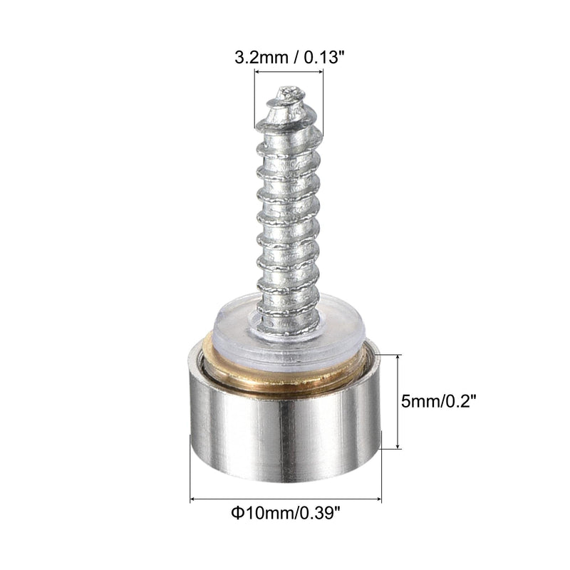 [Australia - AusPower] - uxcell Mirror Screws, 10mm/0.39", 12pcs Decorative Cap Fasteners Cover Nails, Wire Drawing, Silver Tone 304 Stainless Steel 