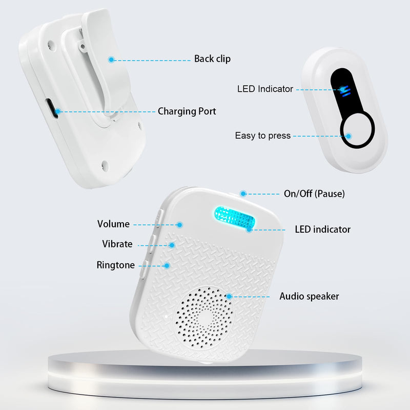 SanJie Wireless Caregiver Pager Call Bell for Patients at Home 328Ft Range Call Button for Elderly Life Alert Systems for Seniors (2 Rechargeable & Portable Receiver,3 Emergency Button) 3 buttons+2 receivers